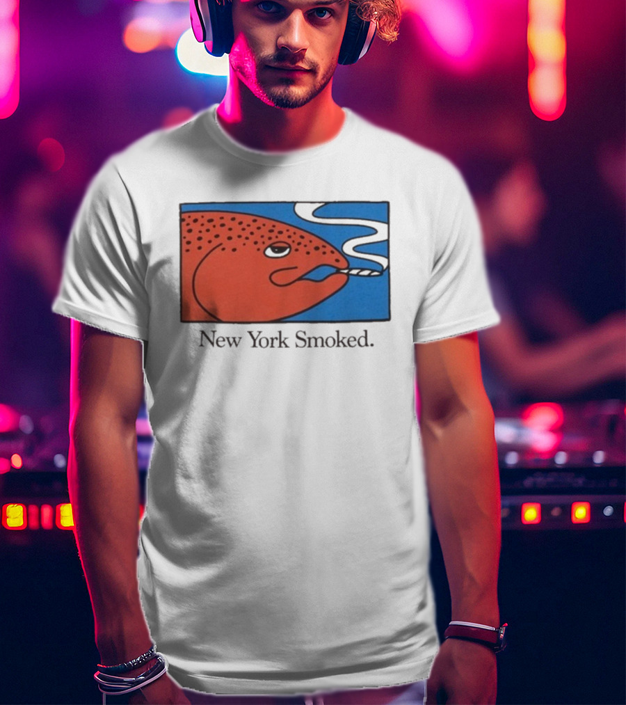 New York Smoked Fish OnlyNY Salmon Illustration Blue Background T-Shirt