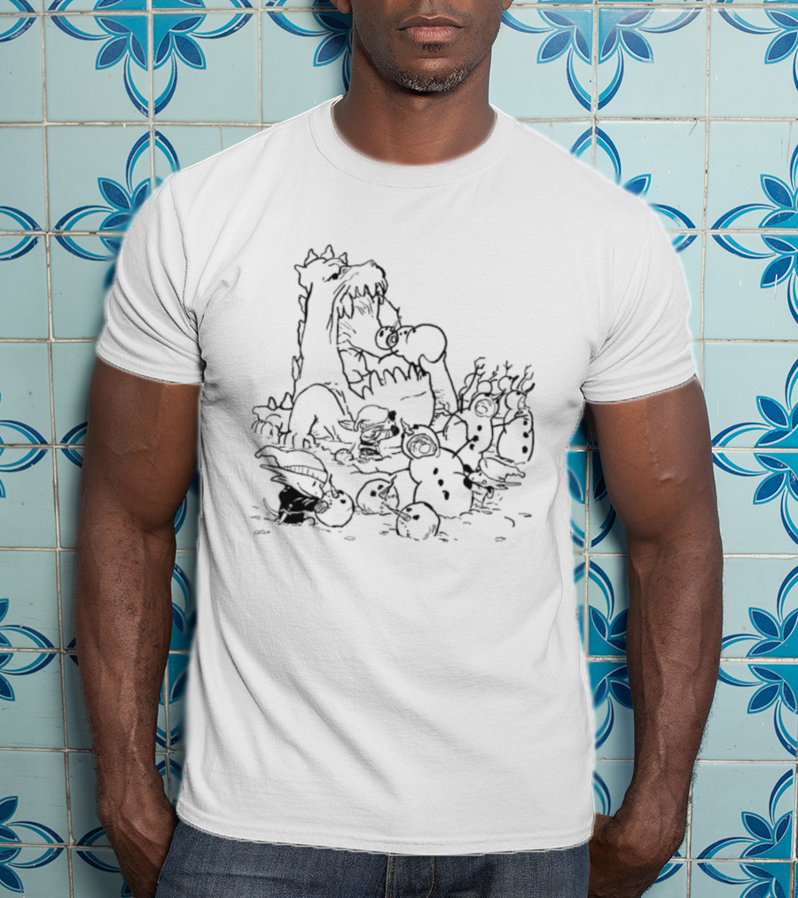 Tarrasque Kobolds Snow Day Christmas Adventure With Snowmen And Reindeer T-Shirt