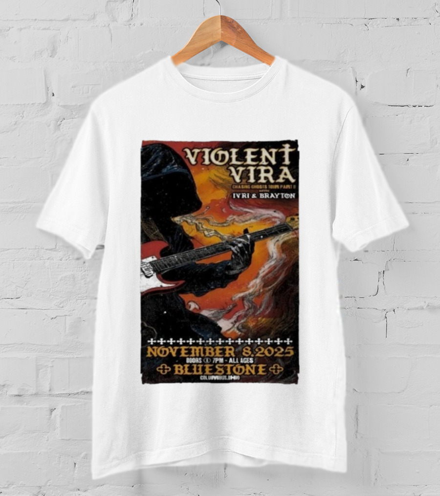 Violent Vira Chasing Ghosts Tour Part II November 8 2025 Bluestone Columbus OH Ivri & Brayton Guitar T-Shirt