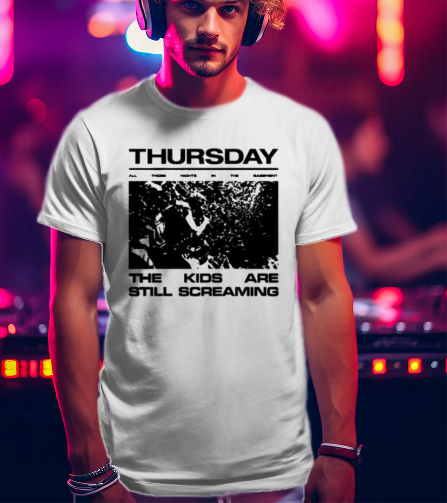 Thursday The Kids Are Still Screaming Grunge Style Vintage Comic Face T-Shirt