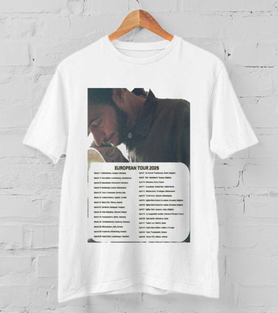 Tom Smith European Tour 2026 Cologne To Athens Concert Dates T-Shirt