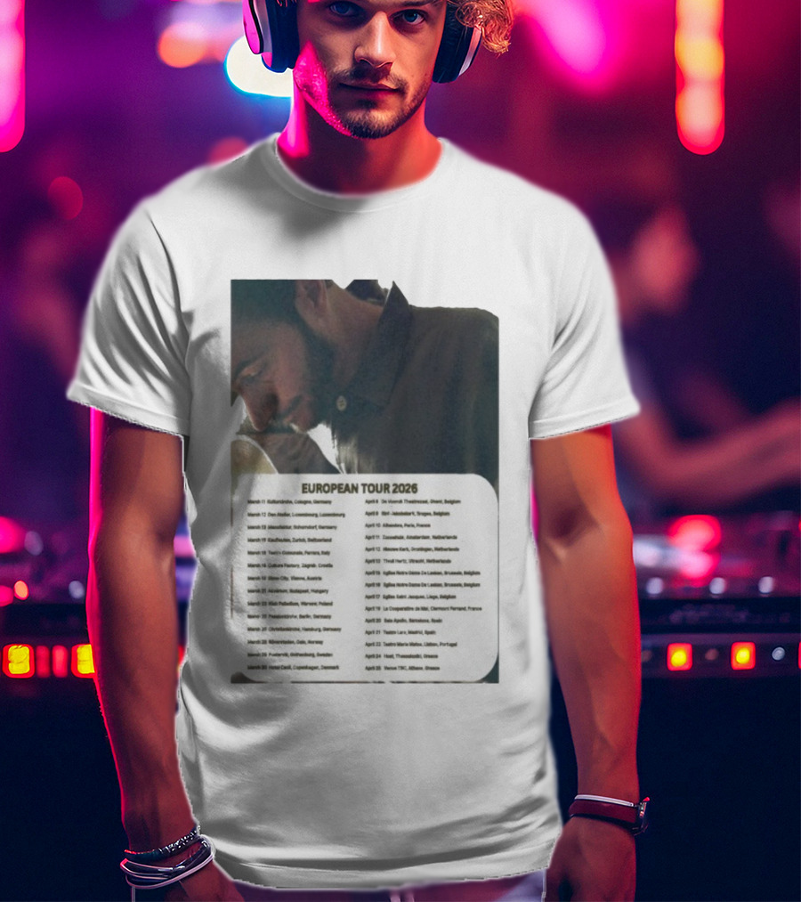 Tom Smith European Tour 2026 Cologne To Athens Concert Dates T-Shirt