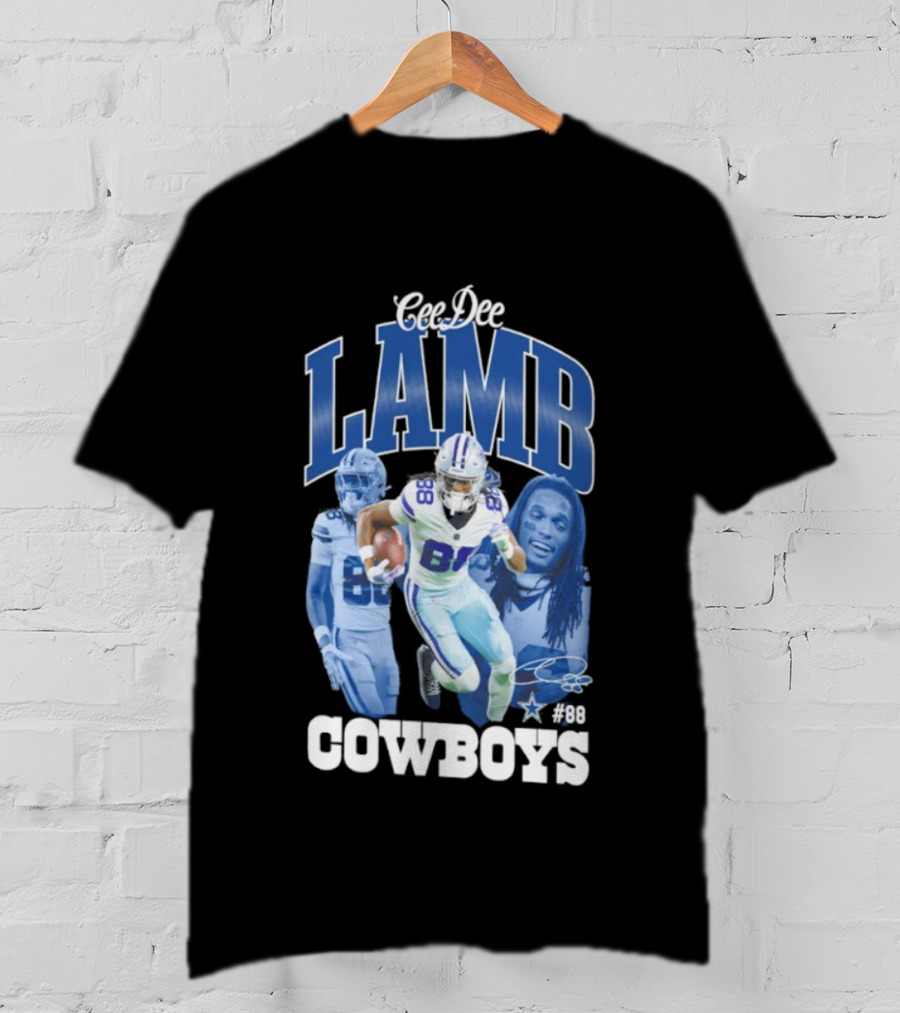 CeeDee Lamb Dallas Cowboys 88 NFL Outerstuff Triple Photo Style T-Shirt