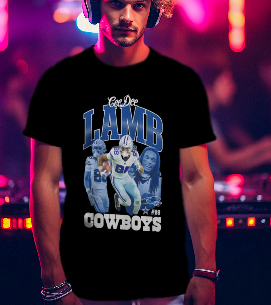 CeeDee Lamb Dallas Cowboys 88 NFL Outerstuff Triple Photo Style T-Shirt