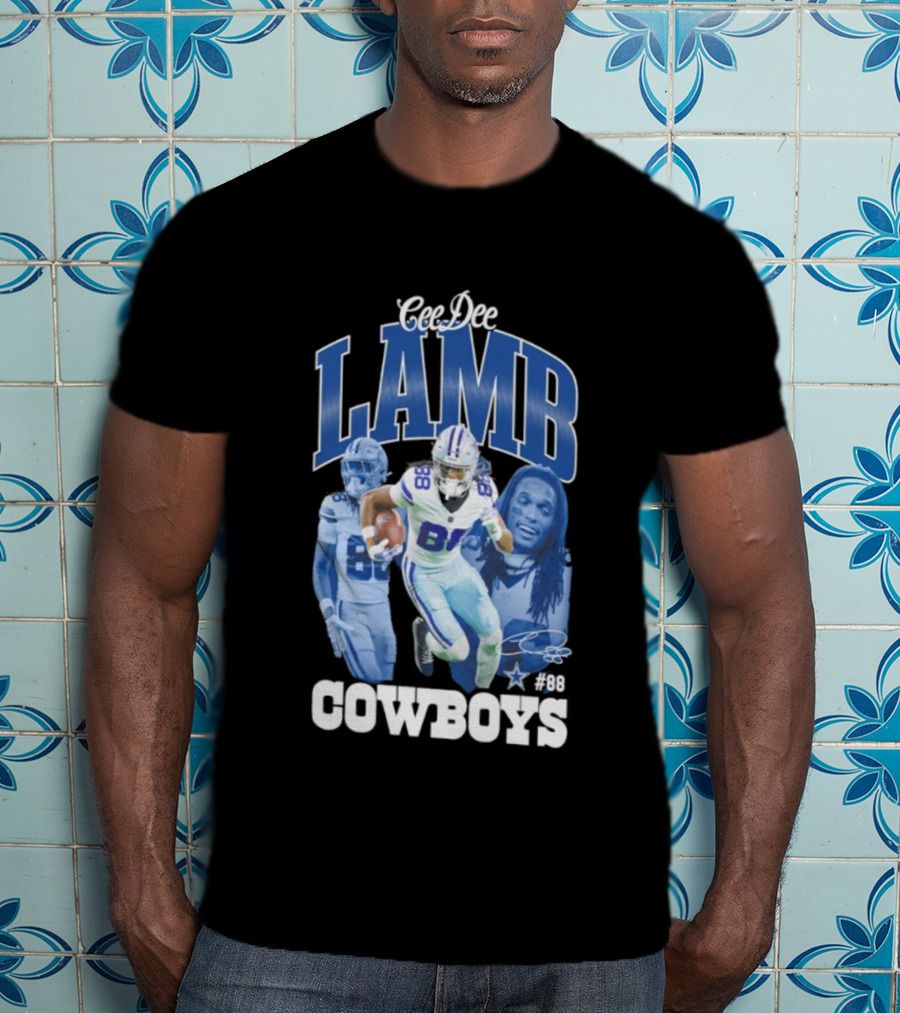 CeeDee Lamb Dallas Cowboys 88 NFL Outerstuff Triple Photo Style T-Shirt