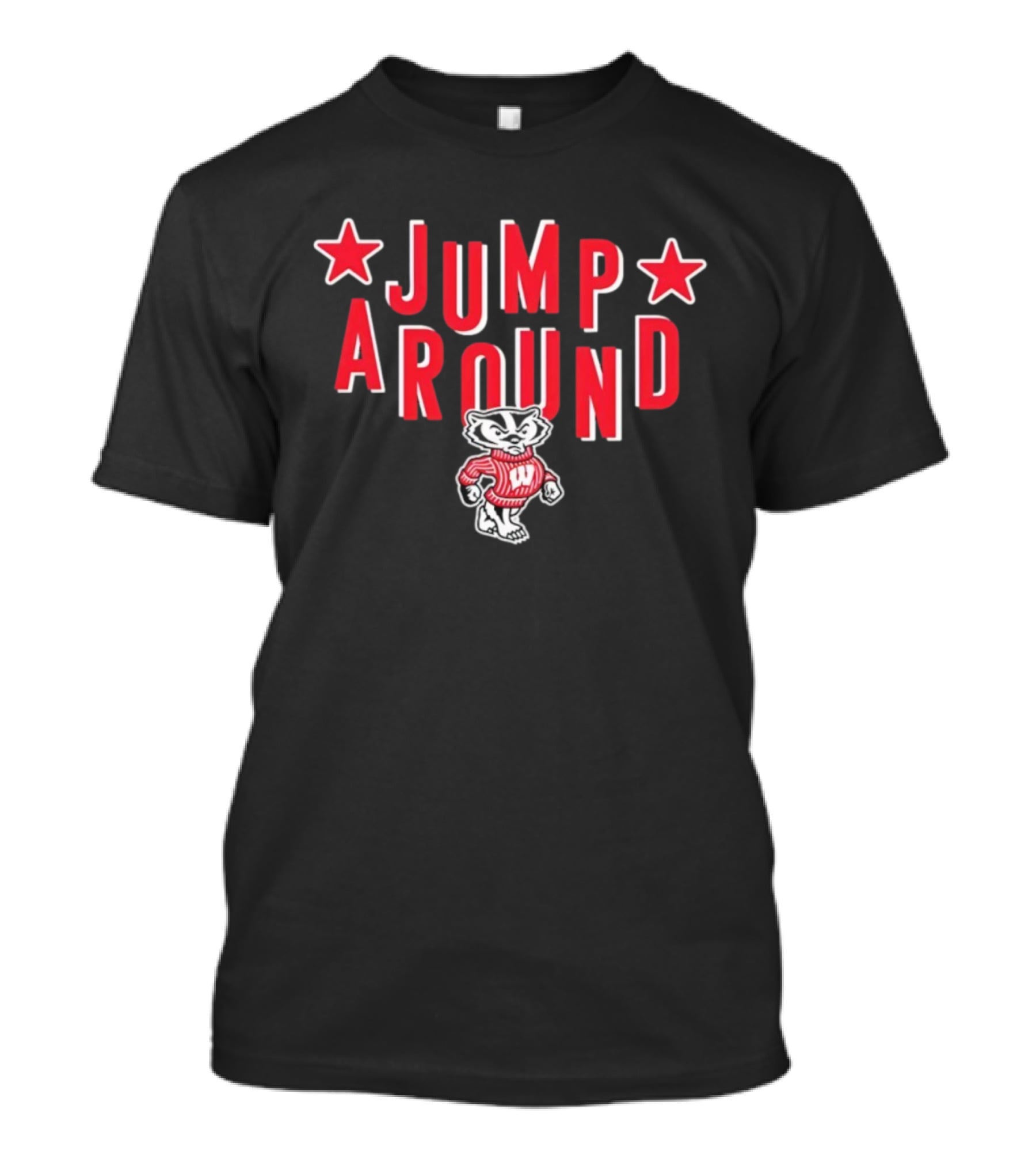 Wisconsin Badgers Jump Around Bucky Badger Stars T-Shirt