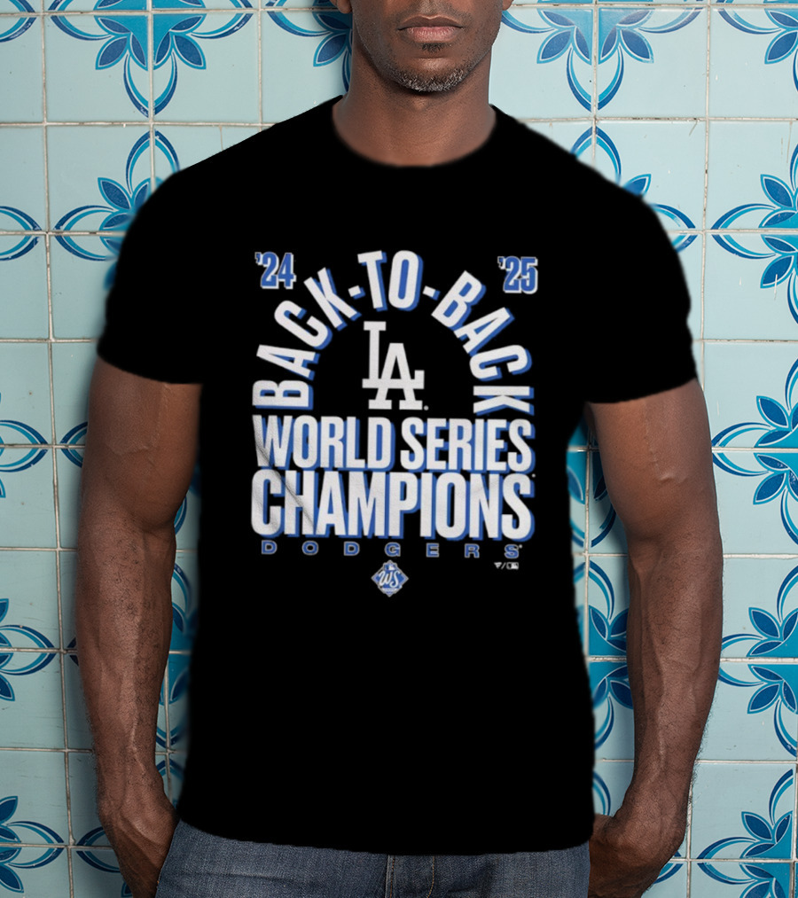 Los Angeles Dodgers 24 25 Back To Back World Series Champions LA Logo T-Shirt