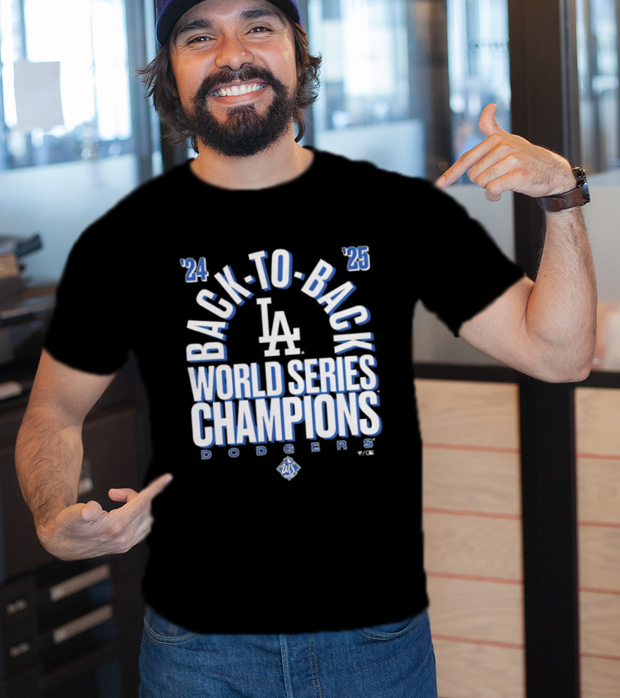 Los Angeles Dodgers 24 25 Back To Back World Series Champions LA Logo T-Shirt