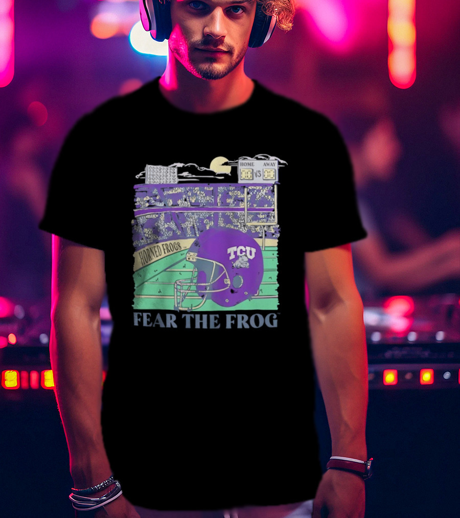 TCU Horned Frogs Football Fear The Frog Helmet Stadium Scene T-Shirt