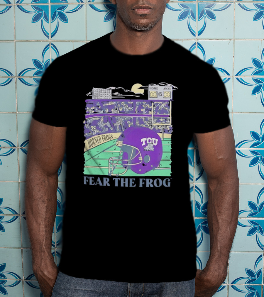 TCU Horned Frogs Football Fear The Frog Helmet Stadium Scene T-Shirt