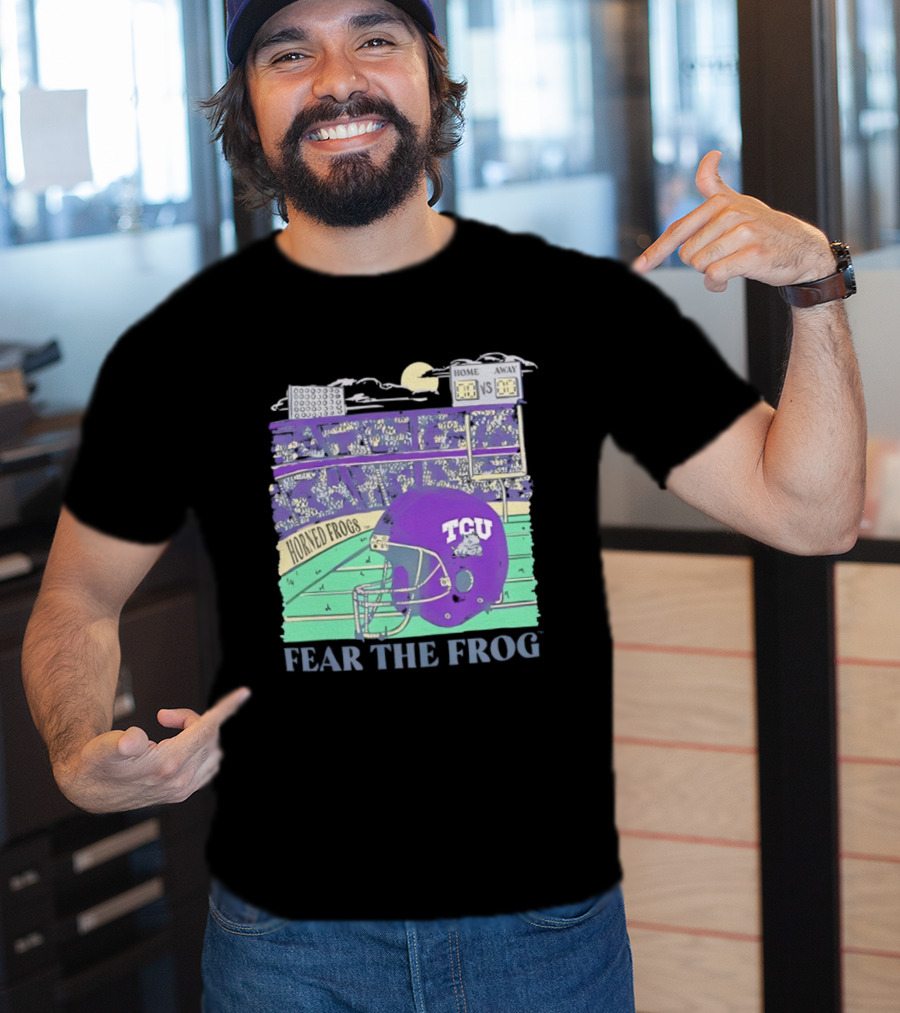 TCU Horned Frogs Football Fear The Frog Helmet Stadium Scene T-Shirt