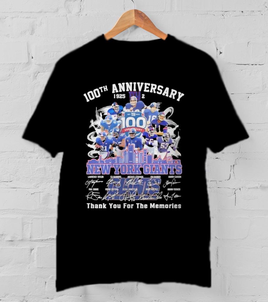 100th Anniversary New York Giants Thank You For The Memories 1925-2025 NFL Legends T-Shirt