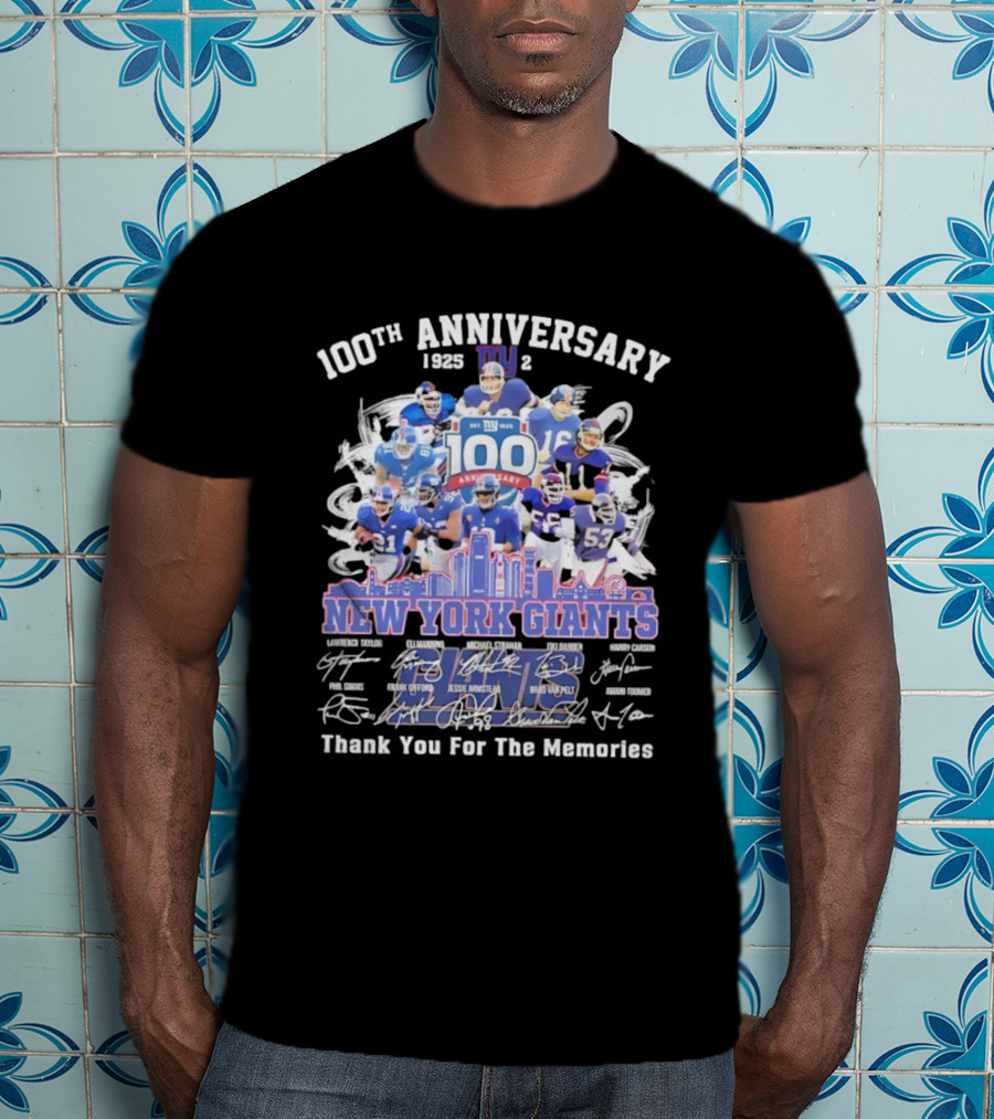 100th Anniversary New York Giants Thank You For The Memories 1925-2025 NFL Legends T-Shirt