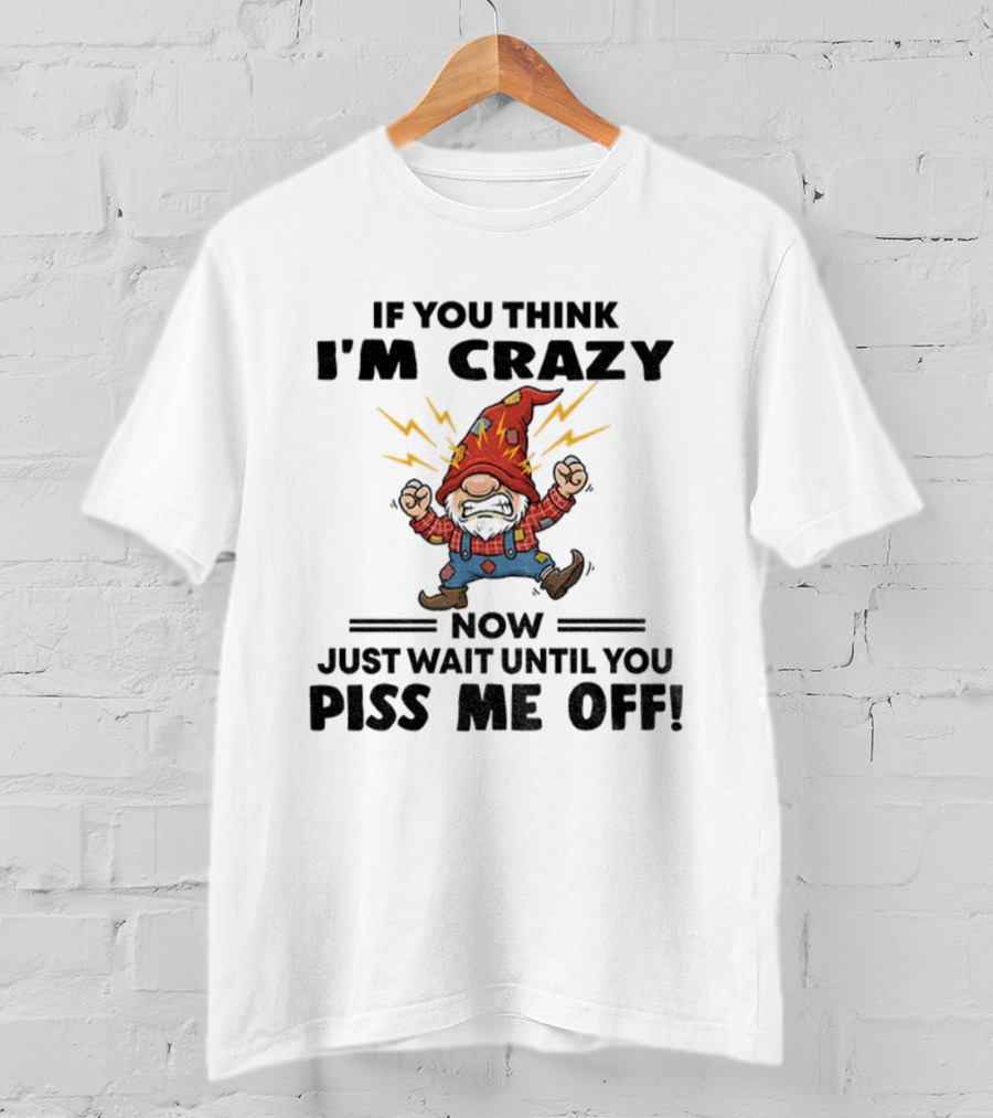 If You Think I'm Crazy Now Just Wait Until You Piss Me Off Grumpy Gnome Lightning Hat T-Shirt