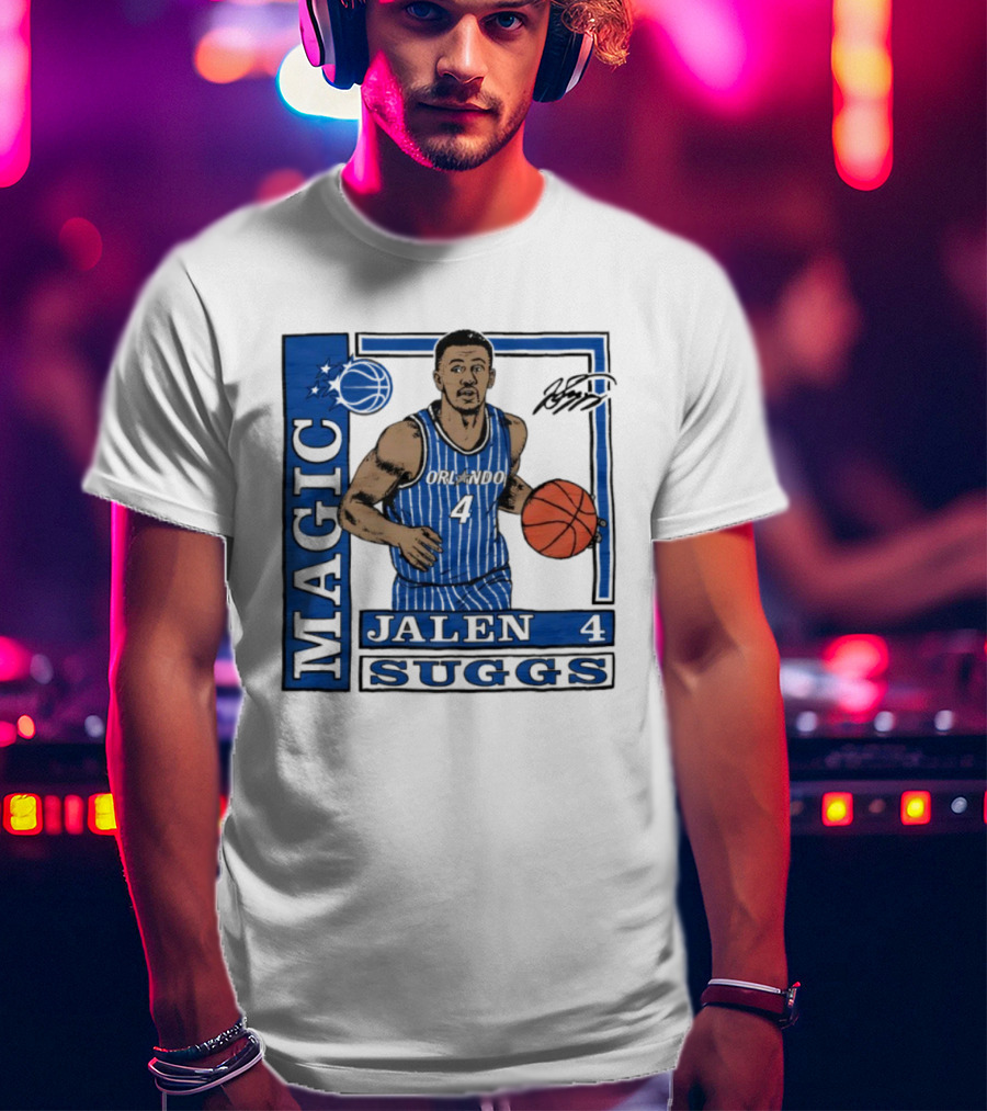 Orlando Magic Jalen Suggs Signature Wax Pack Basketball Player Number 4 T-Shirt
