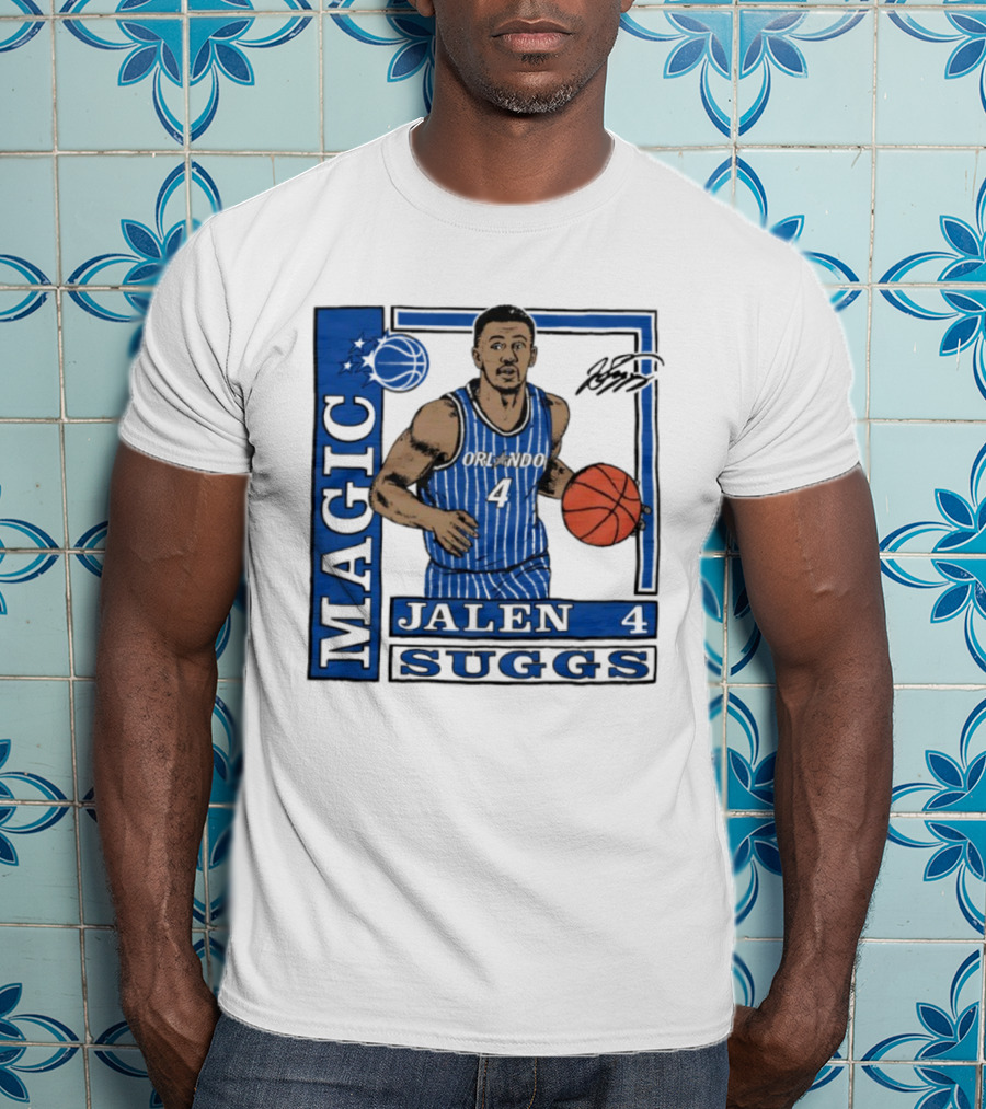 Orlando Magic Jalen Suggs Signature Wax Pack Basketball Player Number 4 T-Shirt