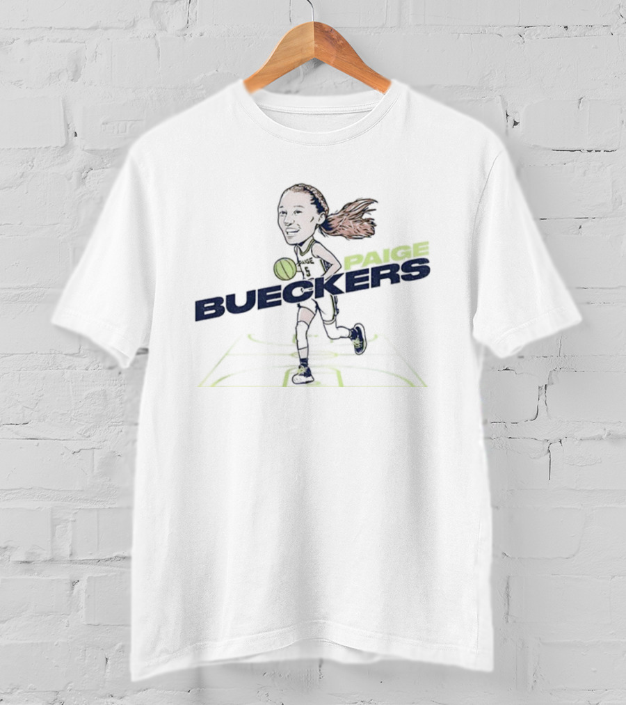 ```Paige Bueckers Cartoon Caricature Dallas Wings WNBA Basketball 2025``` T-Shirt