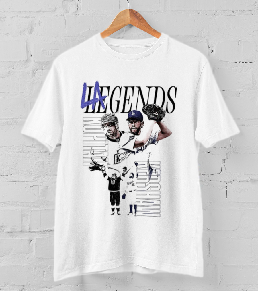 LA Legends Clayton Kershaw Los Angeles Dodgers Anze Kopitar Los Angeles Kings Tribute T-Shirt