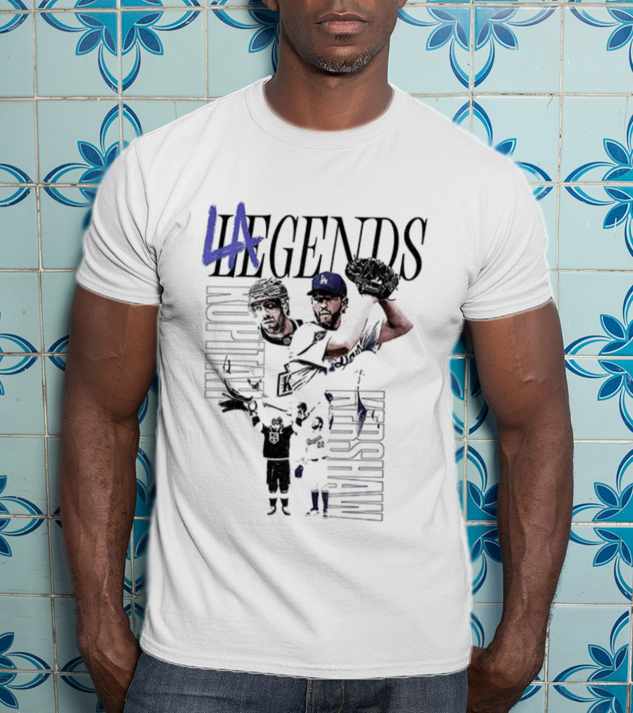 LA Legends Clayton Kershaw Los Angeles Dodgers Anze Kopitar Los Angeles Kings Tribute T-Shirt