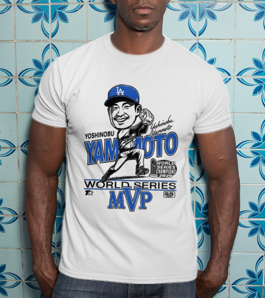 Yoshinobu Yamamoto Los Angeles Dodgers World Series MVP 2025 Baseball Caricature T-Shirt