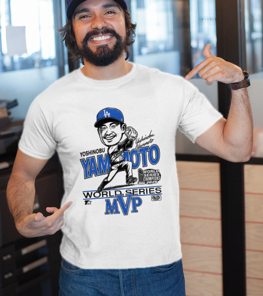 Yoshinobu Yamamoto Los Angeles Dodgers World Series MVP 2025 Baseball Caricature T-Shirt
