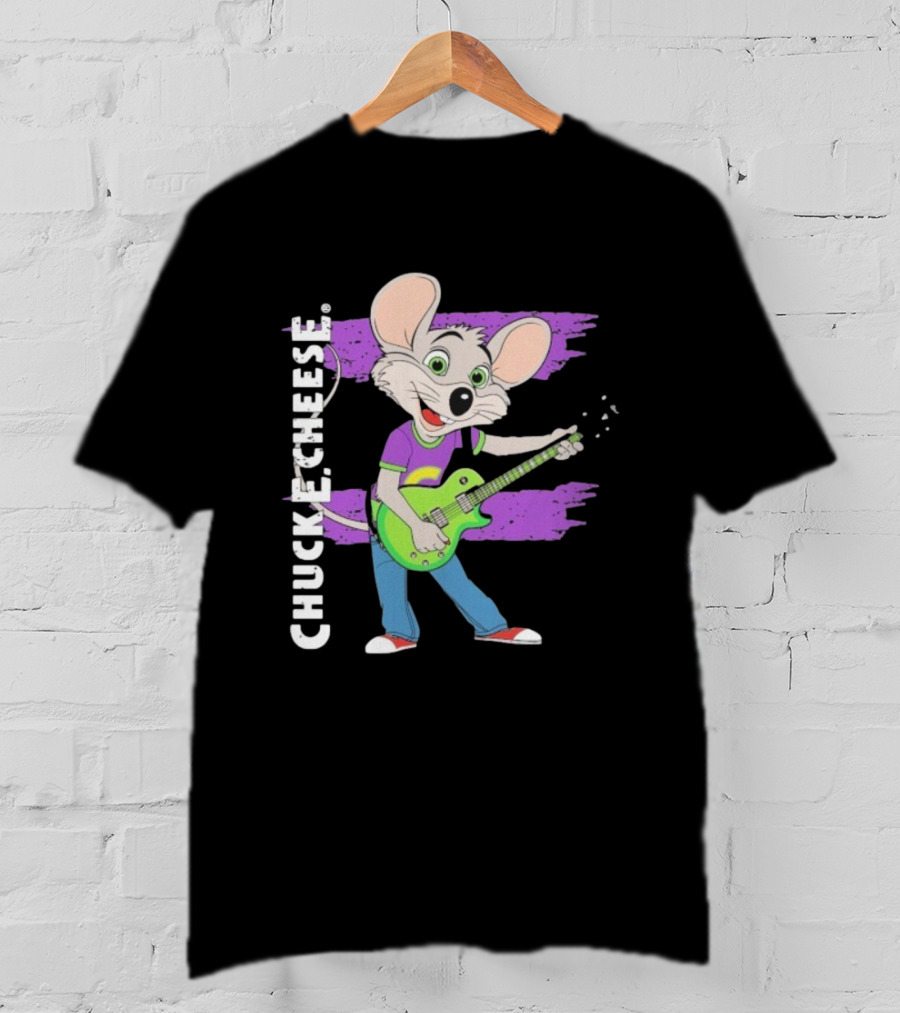 Chuck E Cheese Rockin' Mouse Playing Electric Guitar T-Shirt