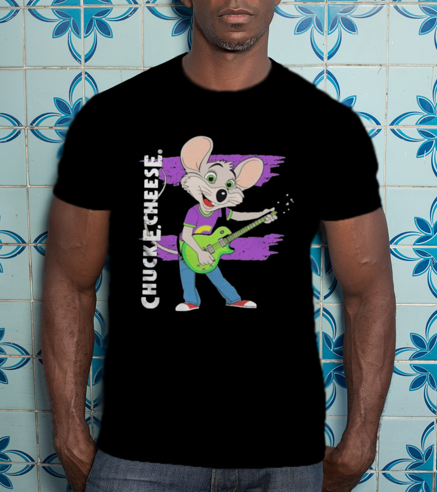 Chuck E Cheese Rockin' Mouse Playing Electric Guitar T-Shirt