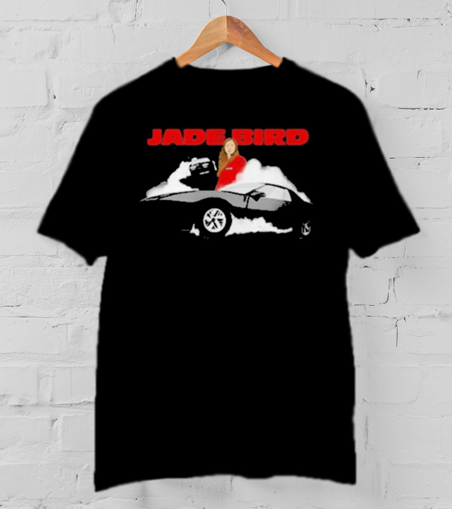 Jade Bird Red Attire Woman With Car And Clouds T-Shirt