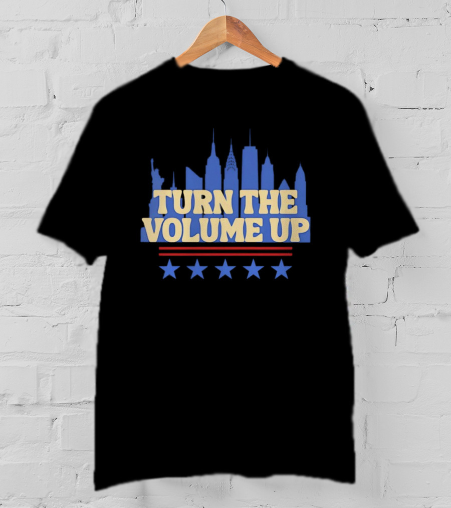 Turn The Volume Up City Skyline USA Stars And Stripes T-Shirt