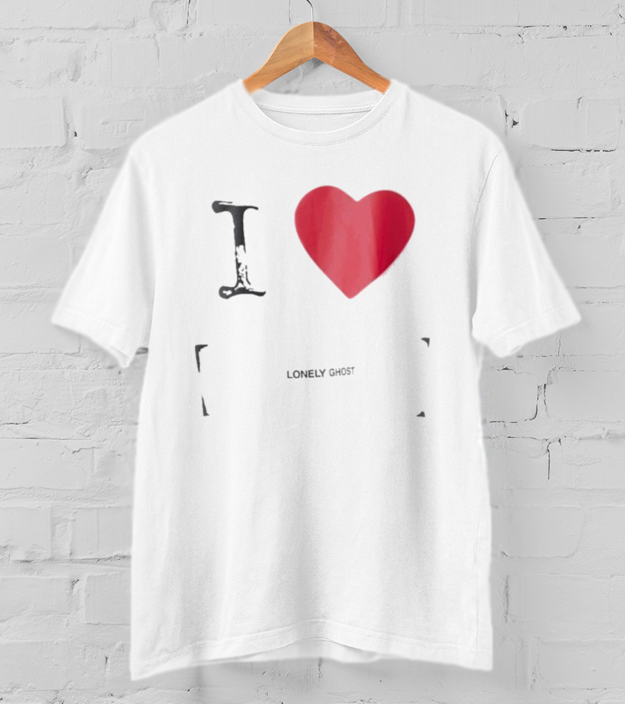 I Love Lonely Ghost Heart Stamp T-Shirt