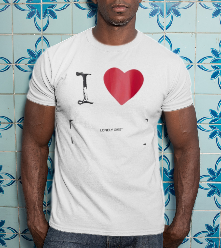 I Love Lonely Ghost Heart Stamp T-Shirt