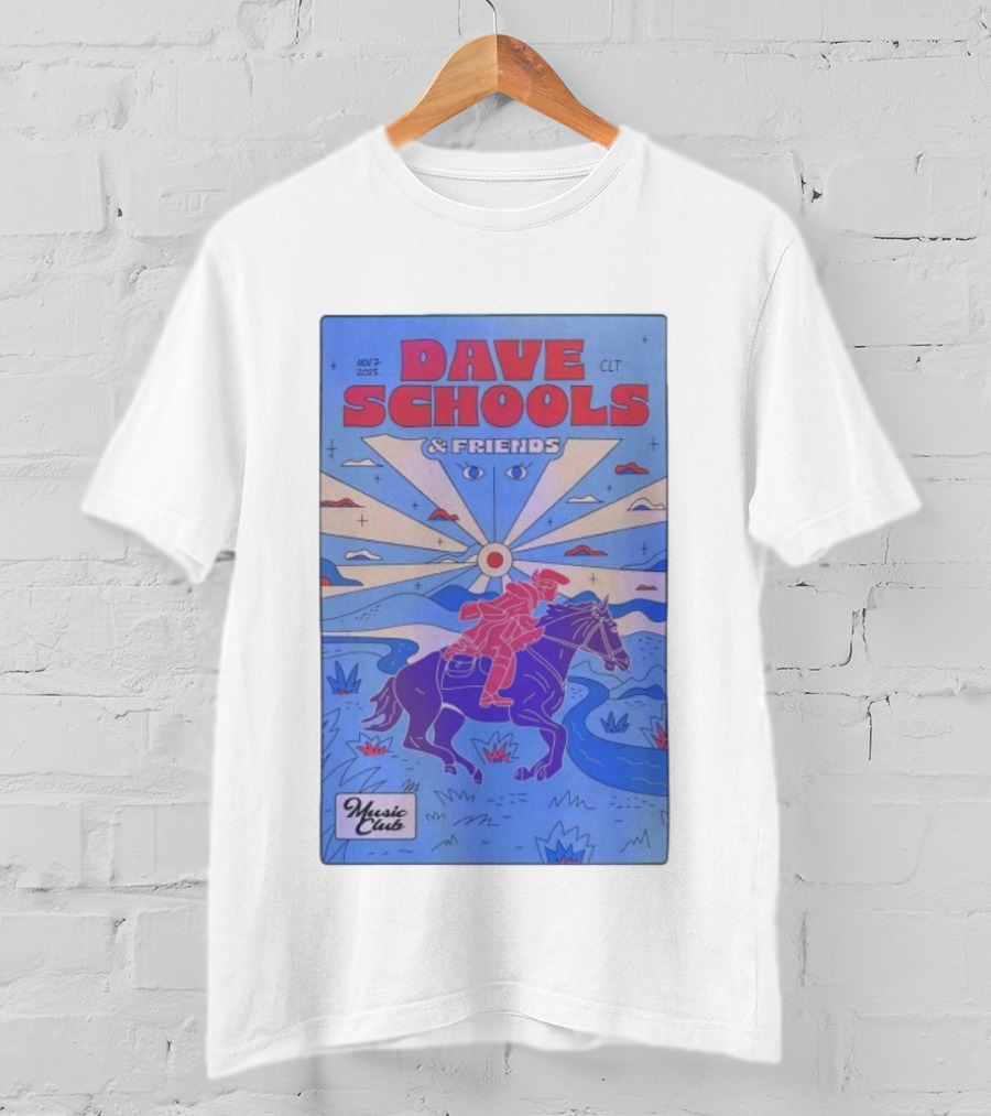 Dave Schools & Friends Nov 7 2025 Music Club Charlotte Rider Scenic Design T-Shirt