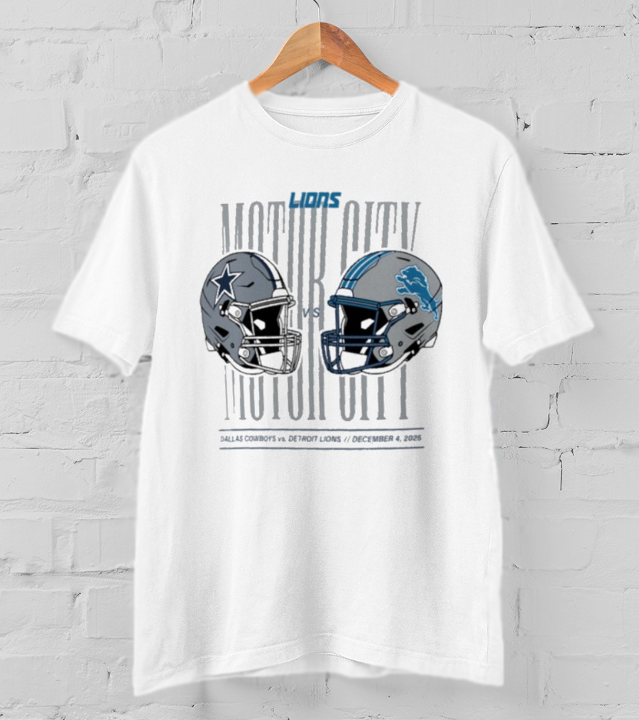 Dallas Cowboys Detroit Lions Motor City December 4 2025 Helmets Showdown T-Shirt