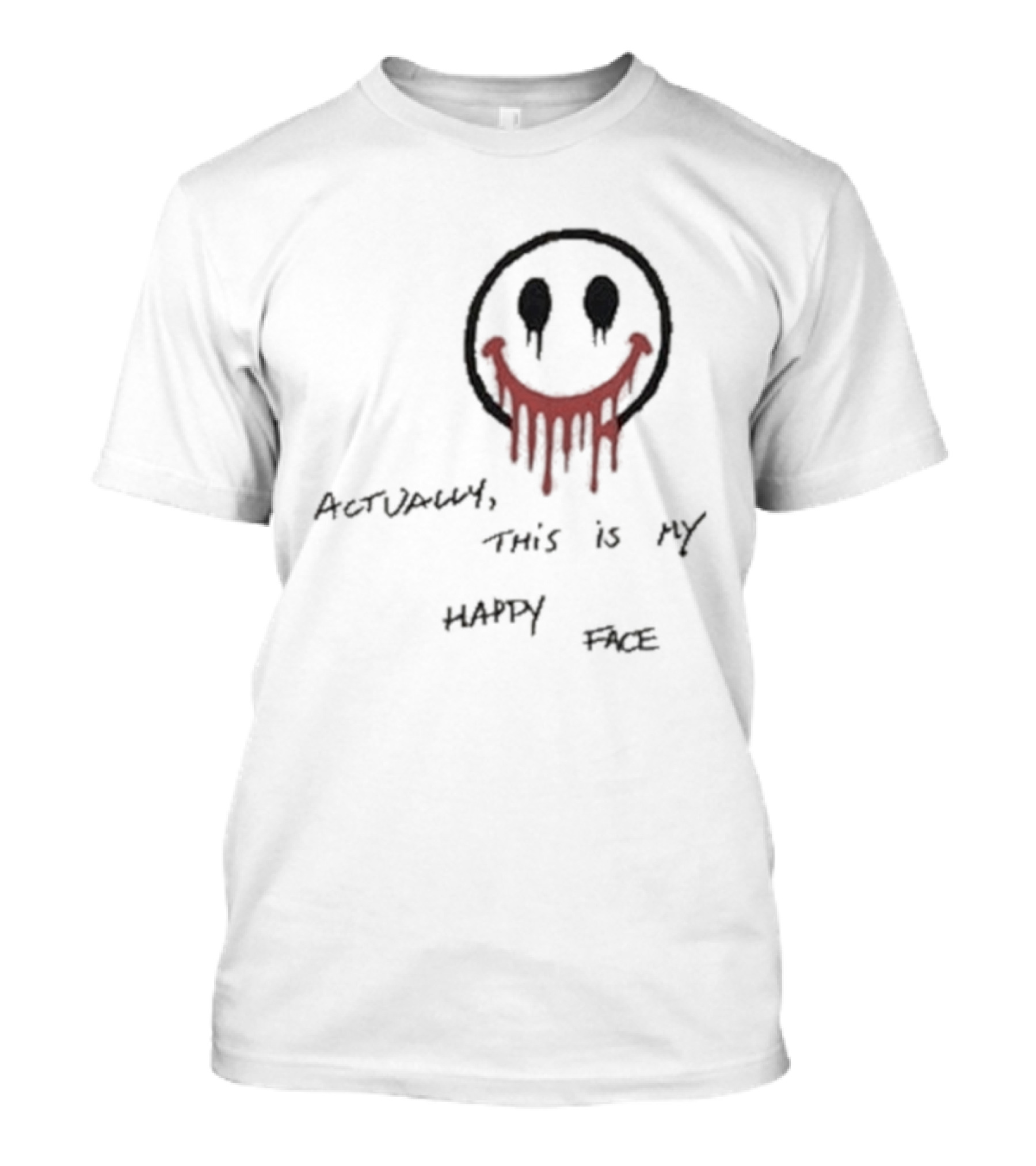 Paul Wesley Actually This Is My Happy Face Smiley Dripping Red T-Shirt