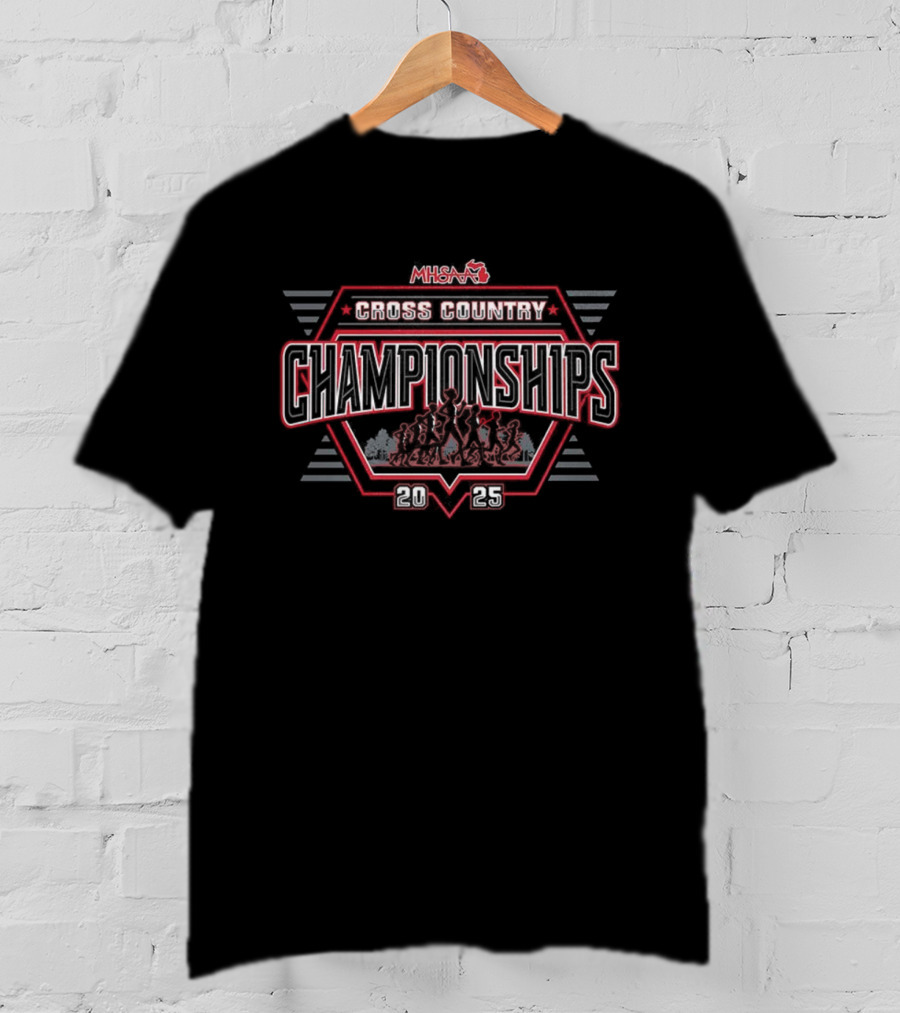 2025 MHSAA Cross Country Championships Racing Silhouettes And Emblem T-Shirt