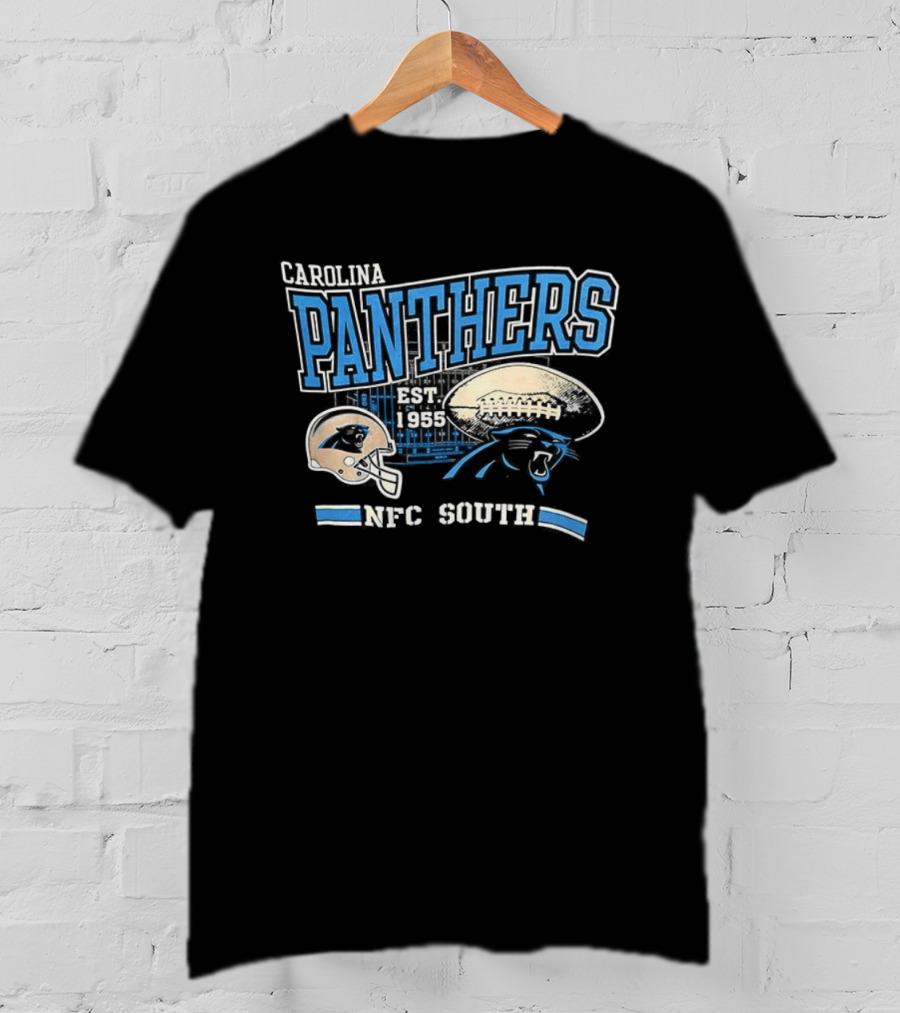 Carolina Panthers Est 1955 NFC South Helmet And Panther Graphic T-Shirt