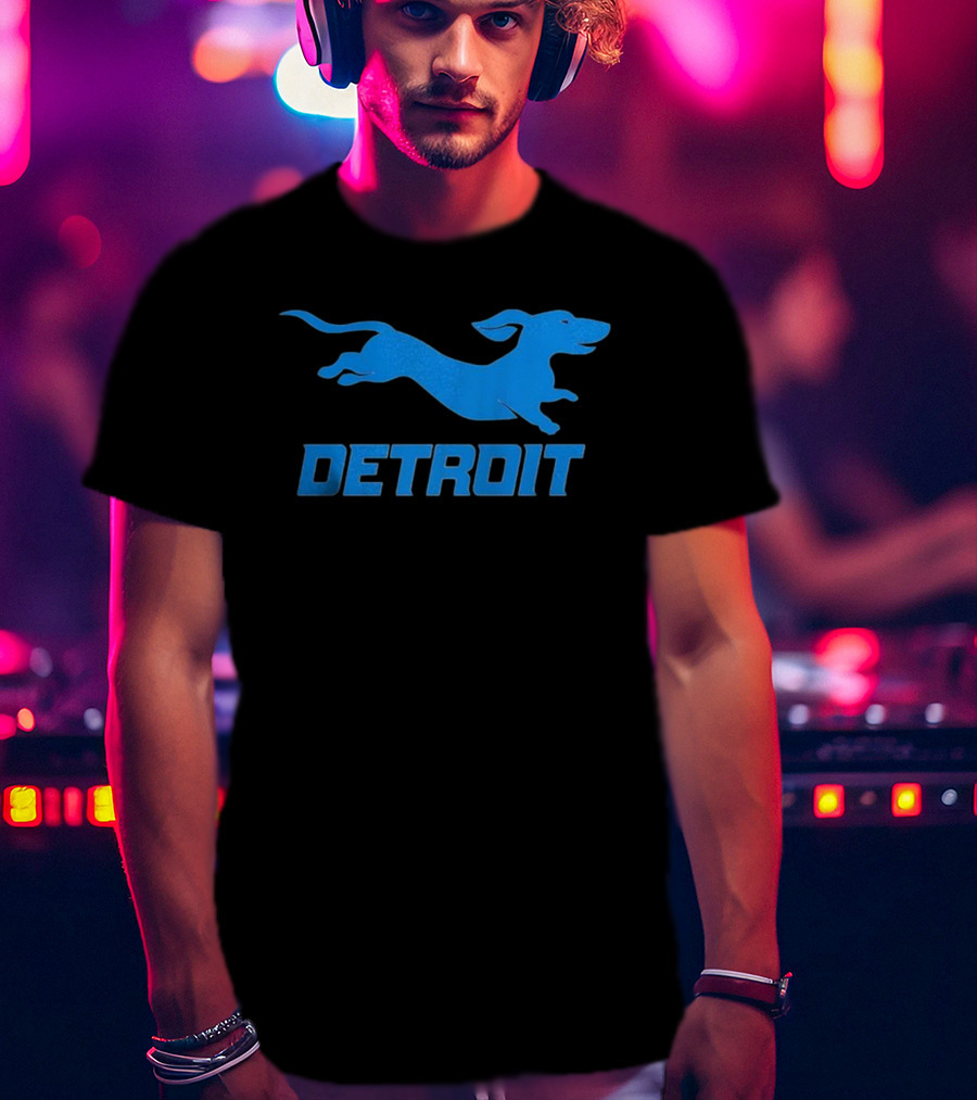 Detroit Lions Football Dachshund DETROIT T-Shirt