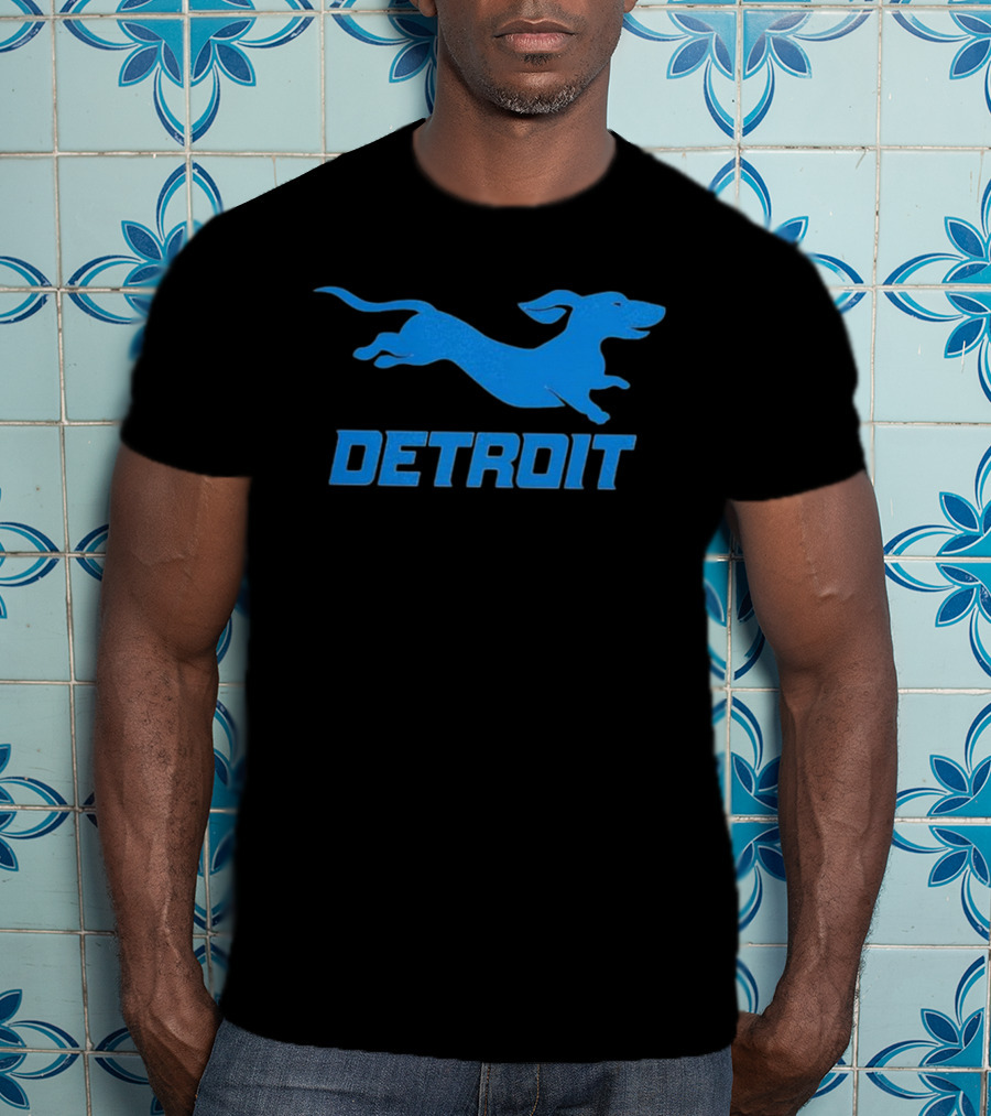 Detroit Lions Football Dachshund DETROIT T-Shirt