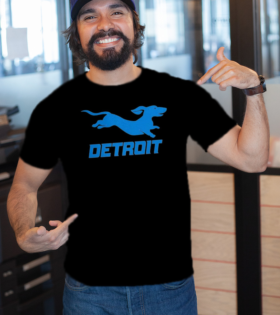 Detroit Lions Football Dachshund DETROIT T-Shirt