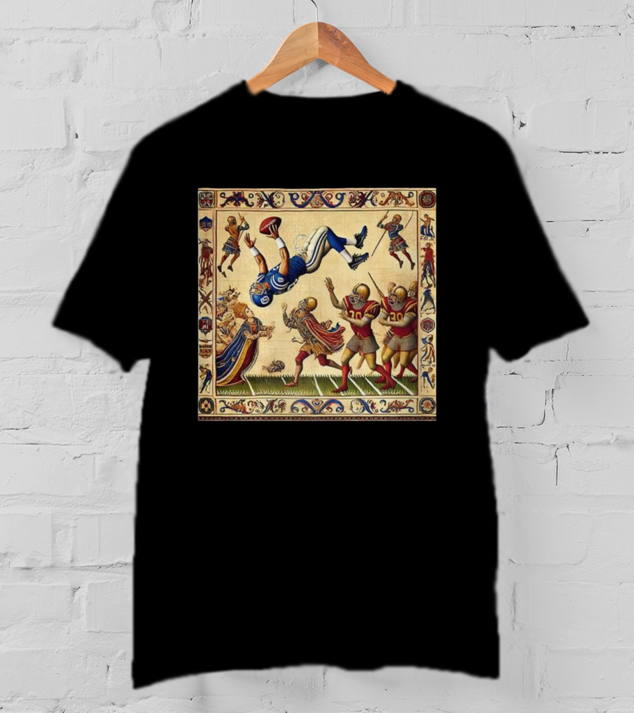 Detroit Lions Vs Washington Commanders 2025 NFL Bayeux Tapestry Style T-Shirt