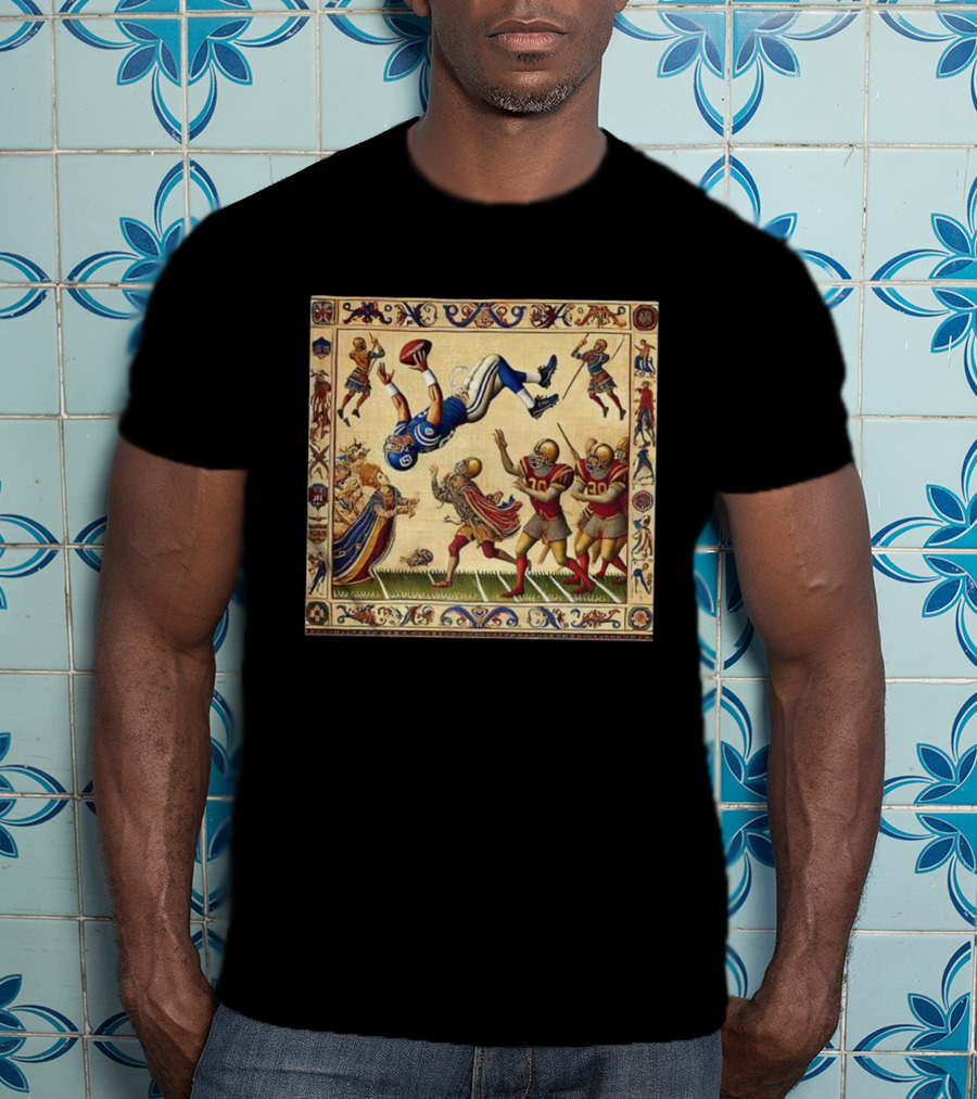 Detroit Lions Vs Washington Commanders 2025 NFL Bayeux Tapestry Style T-Shirt