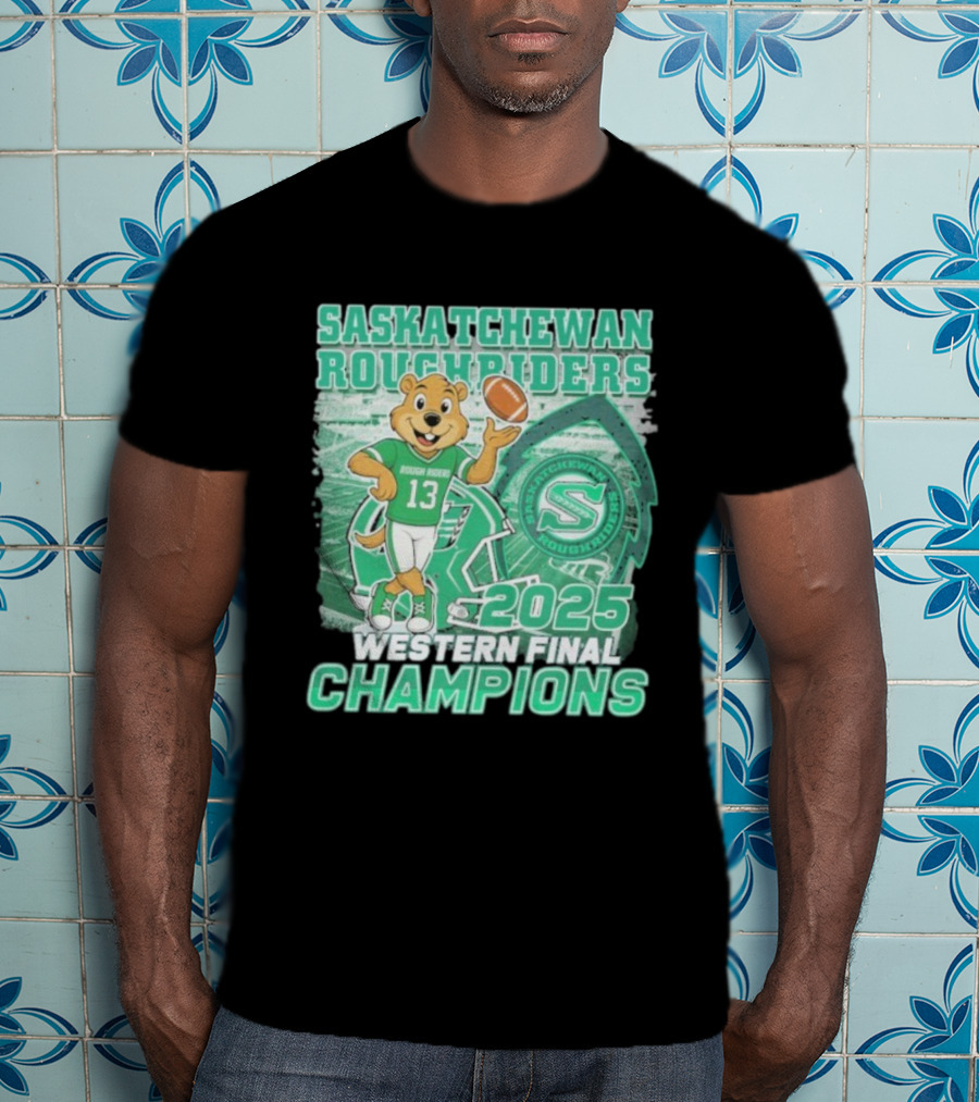 Saskatchewan Roughriders 2025 Western Final Champions Mascot Football T-Shirt