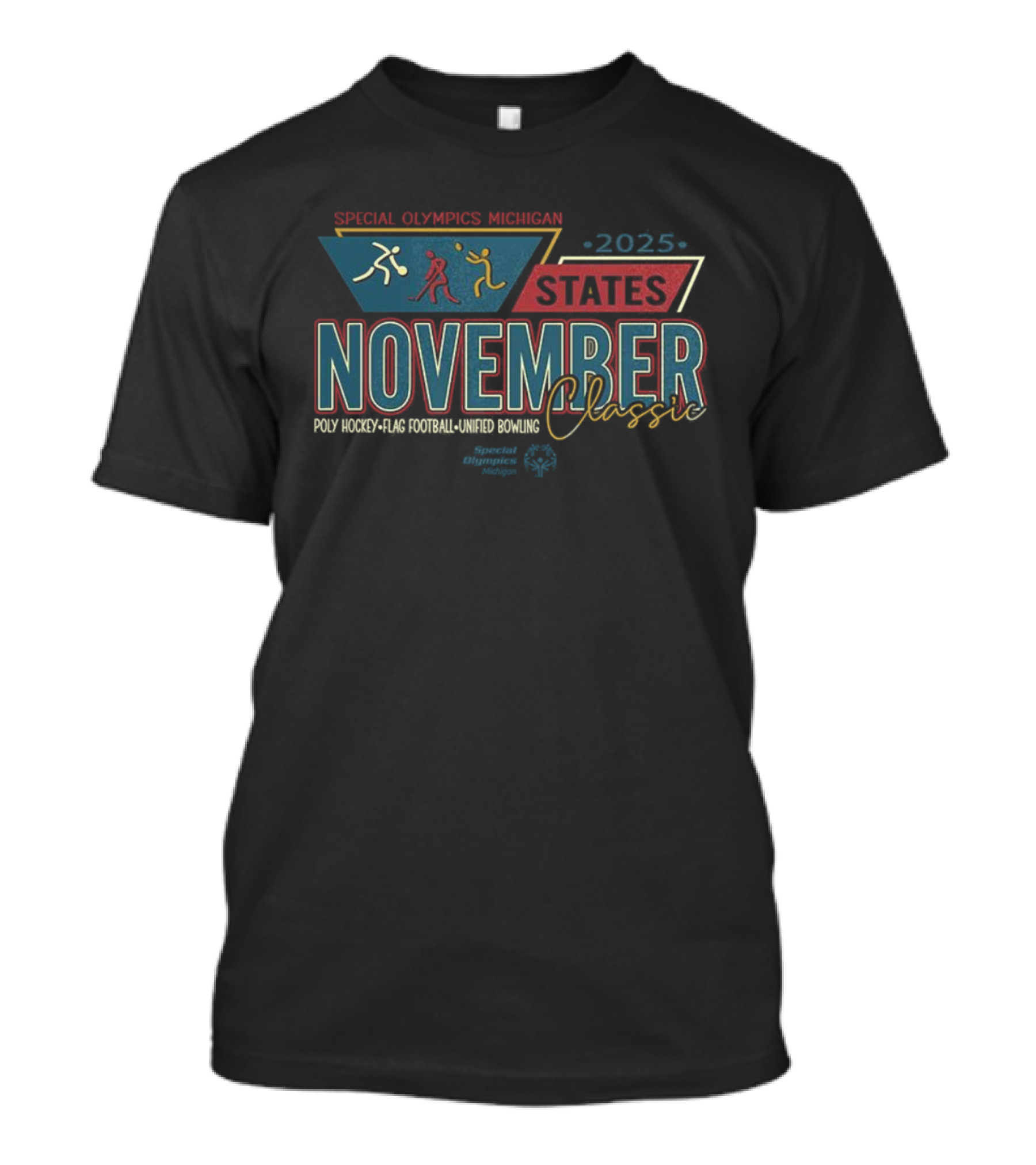 Special Olympics Michigan 2025 States November Classic Bowling Volleyball And Football Tournament T-Shirt