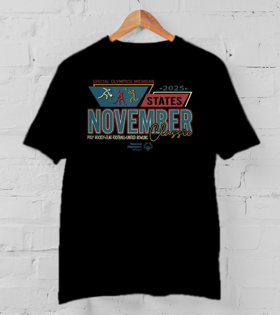 Special Olympics Michigan 2025 States November Classic Bowling Volleyball And Football Tournament T-Shirt