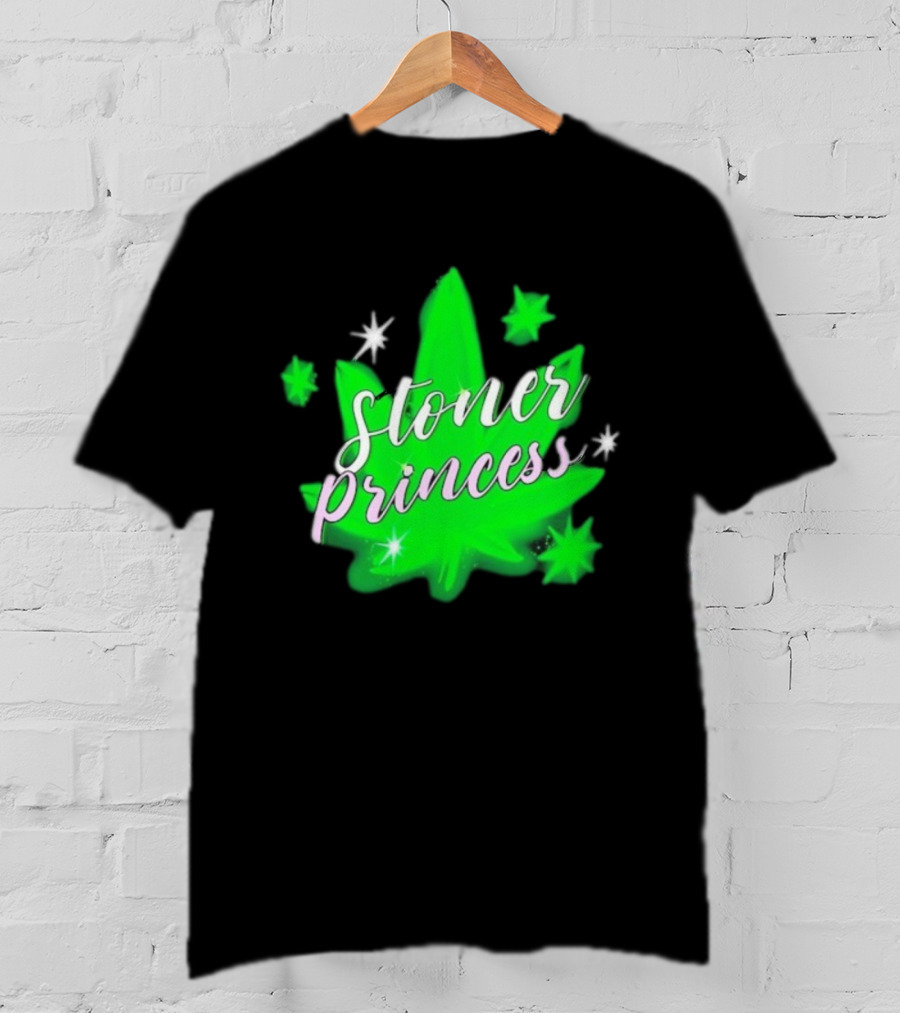 Stoner Princess Cannabis Leaf Royalty Stars T-Shirt
