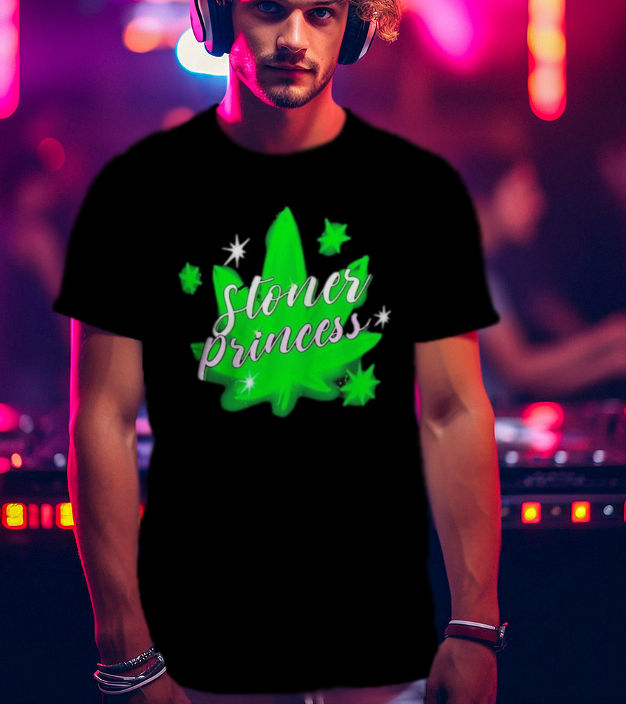 Stoner Princess Cannabis Leaf Royalty Stars T-Shirt