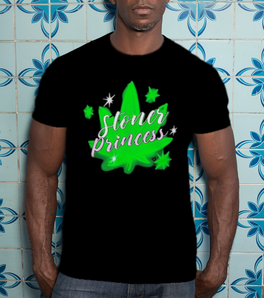 Stoner Princess Cannabis Leaf Royalty Stars T-Shirt