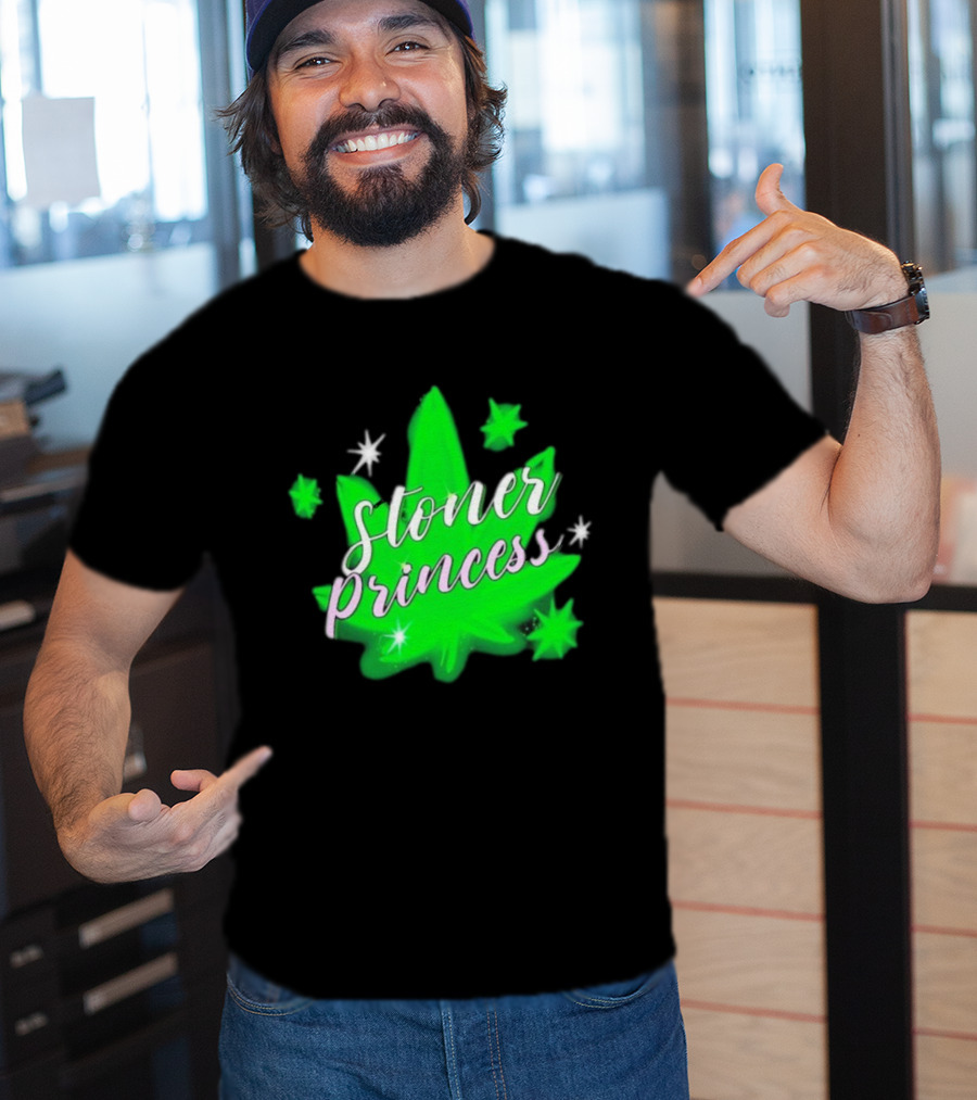 Stoner Princess Cannabis Leaf Royalty Stars T-Shirt