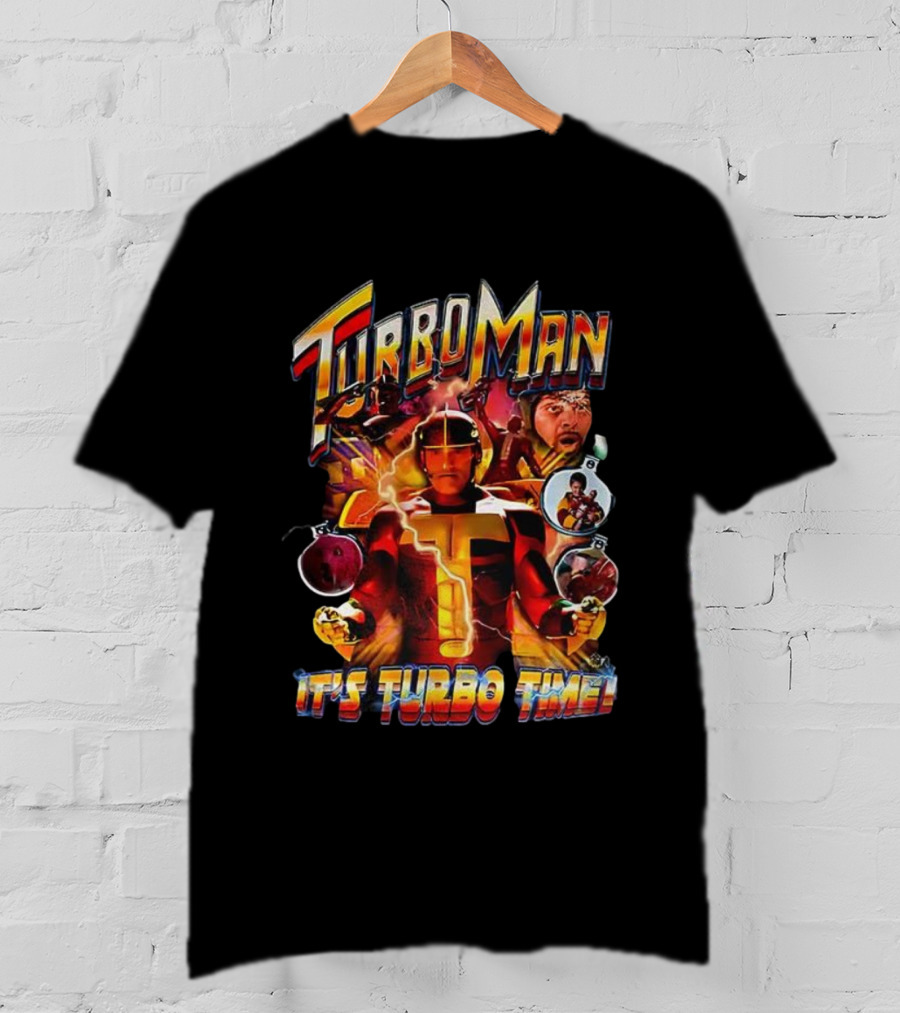 Turbo Man It's Turbo Time Christmas Bauble Lightning Hero Scene T-Shirt