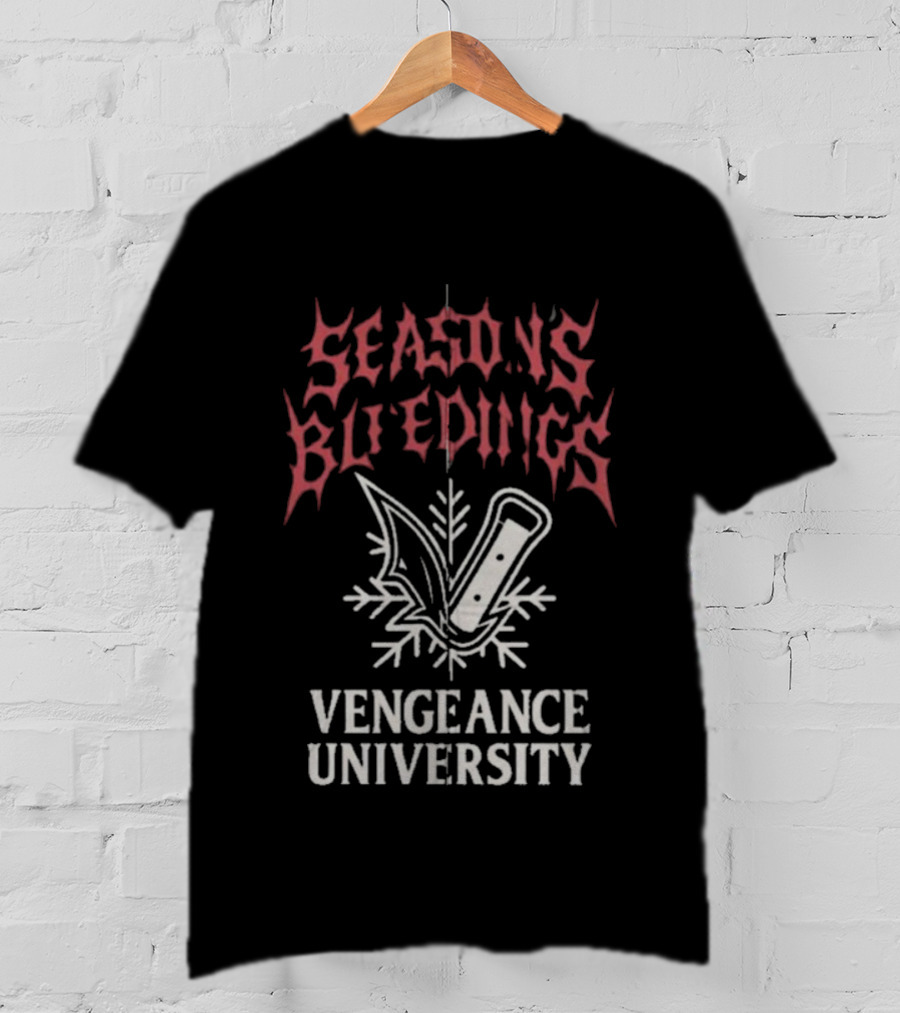 Vengeance University's Season's Bleedings Christmas Knife Snowflake T-Shirt